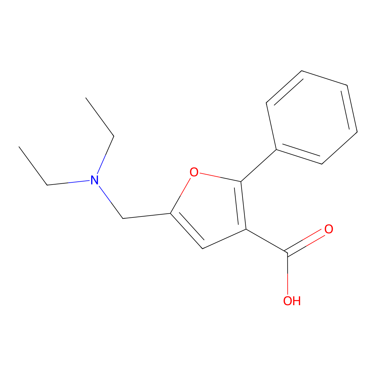 5-Diethylaminomethyl-2-phenyl-furan-3-carboxylic acid molecular structure, CAS 435341-94-9