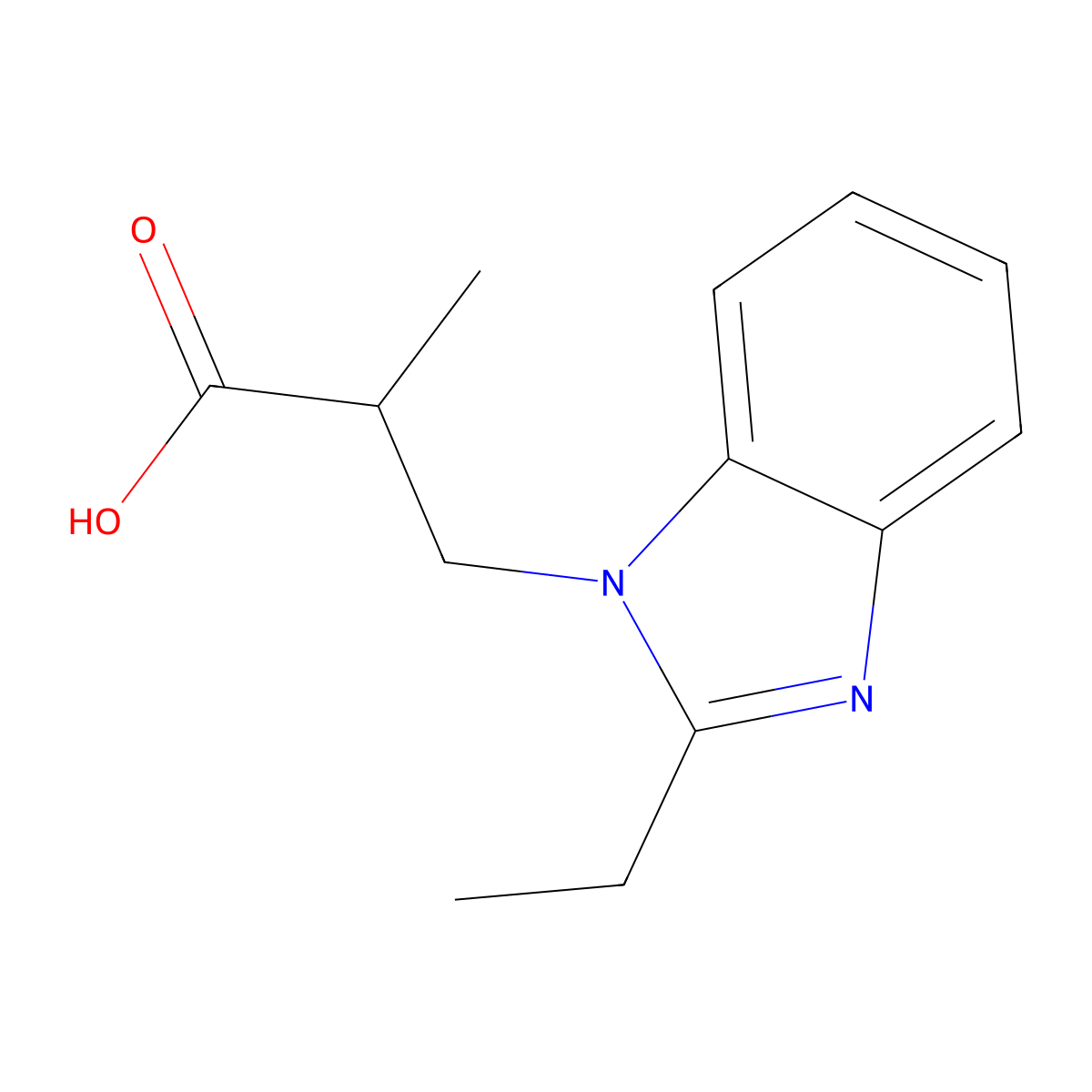 3-(2-Ethyl-benzoimidazol-1-yl)-2-methyl-propionic acid molecular structure, CAS 435342-07-7