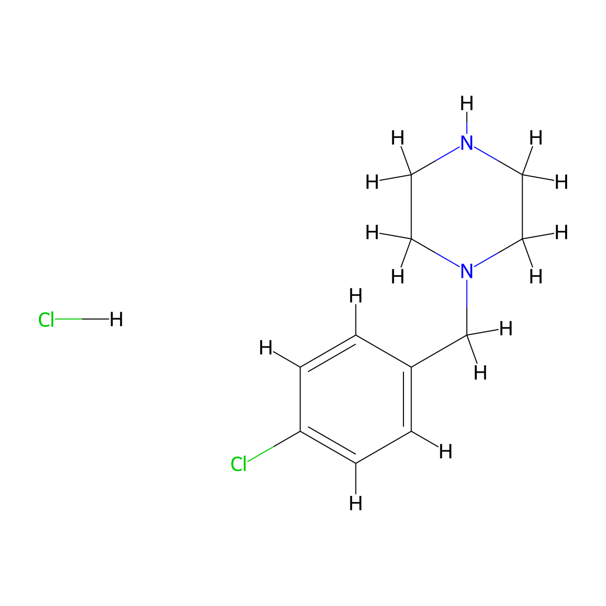 Piperazine, 1-[(4-chlorophenyl)methyl]-, hydrochloride (1:1) molecular structure, CAS 435342-11-3