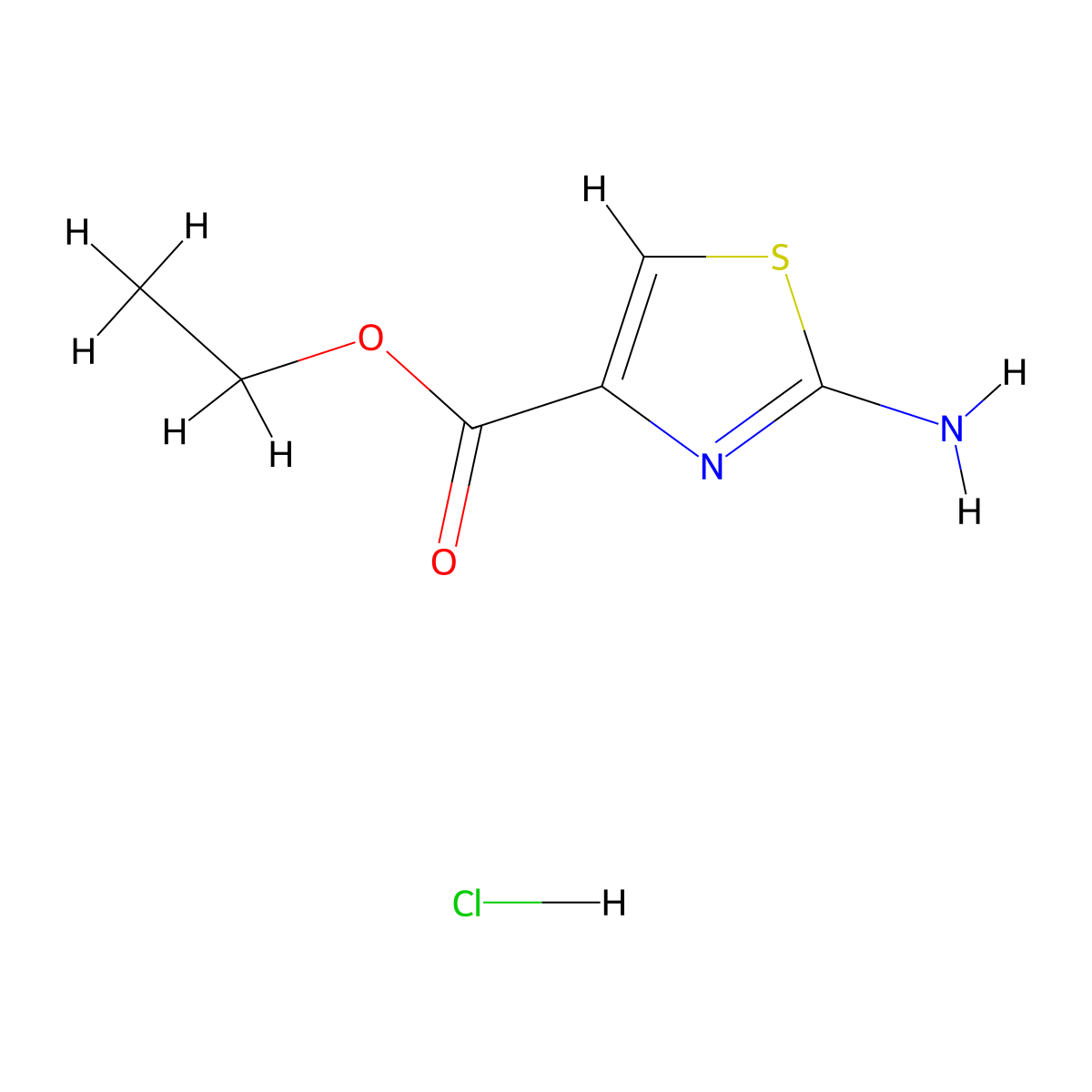 Ethyl 2-amino-1,3-thiazole-4-carboxylate hydrochloride molecular structure, CAS 435342-17-9