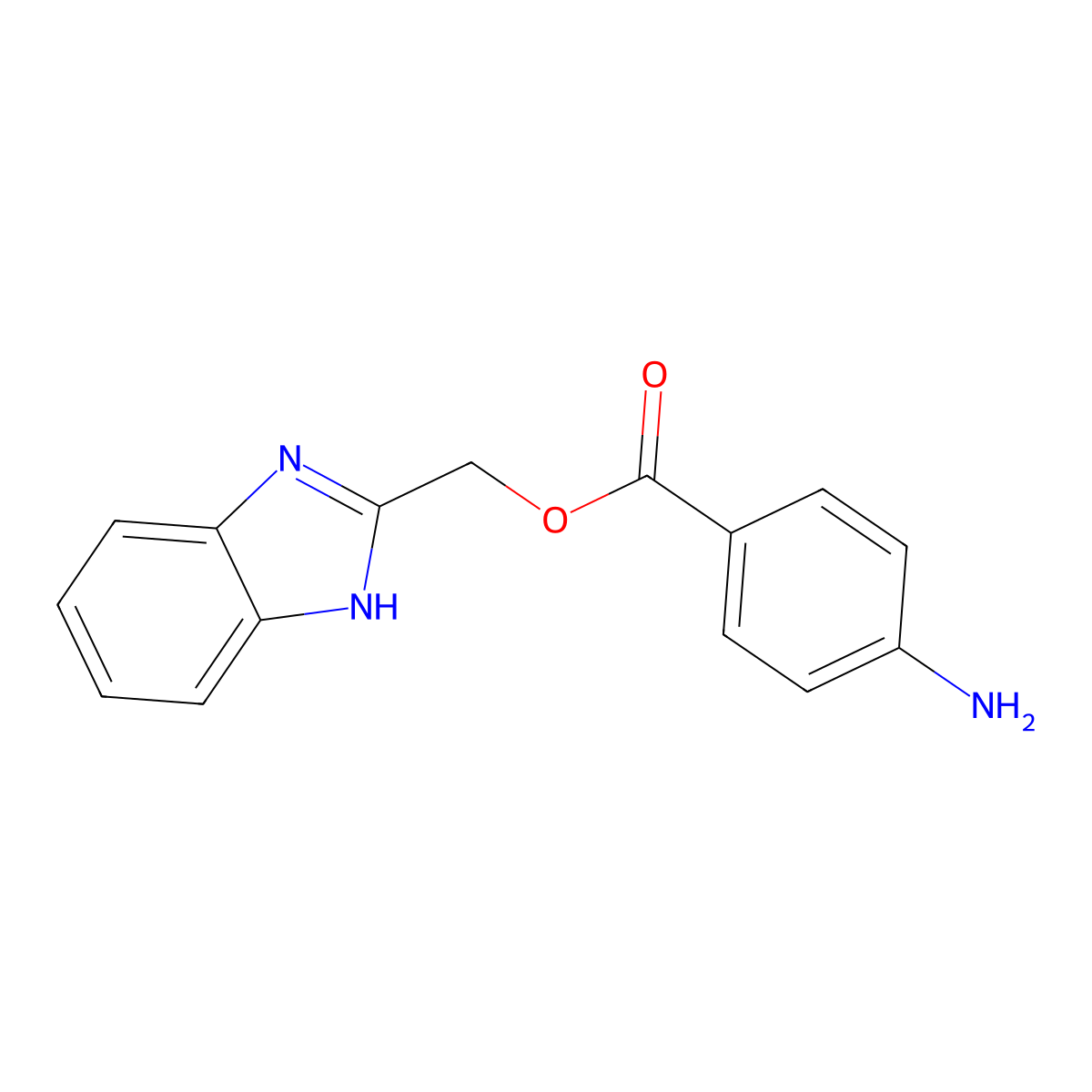4-Amino-benzoic acid 1H-benzoimidazol-2-ylmethyl ester molecular structure, CAS 435342-18-0