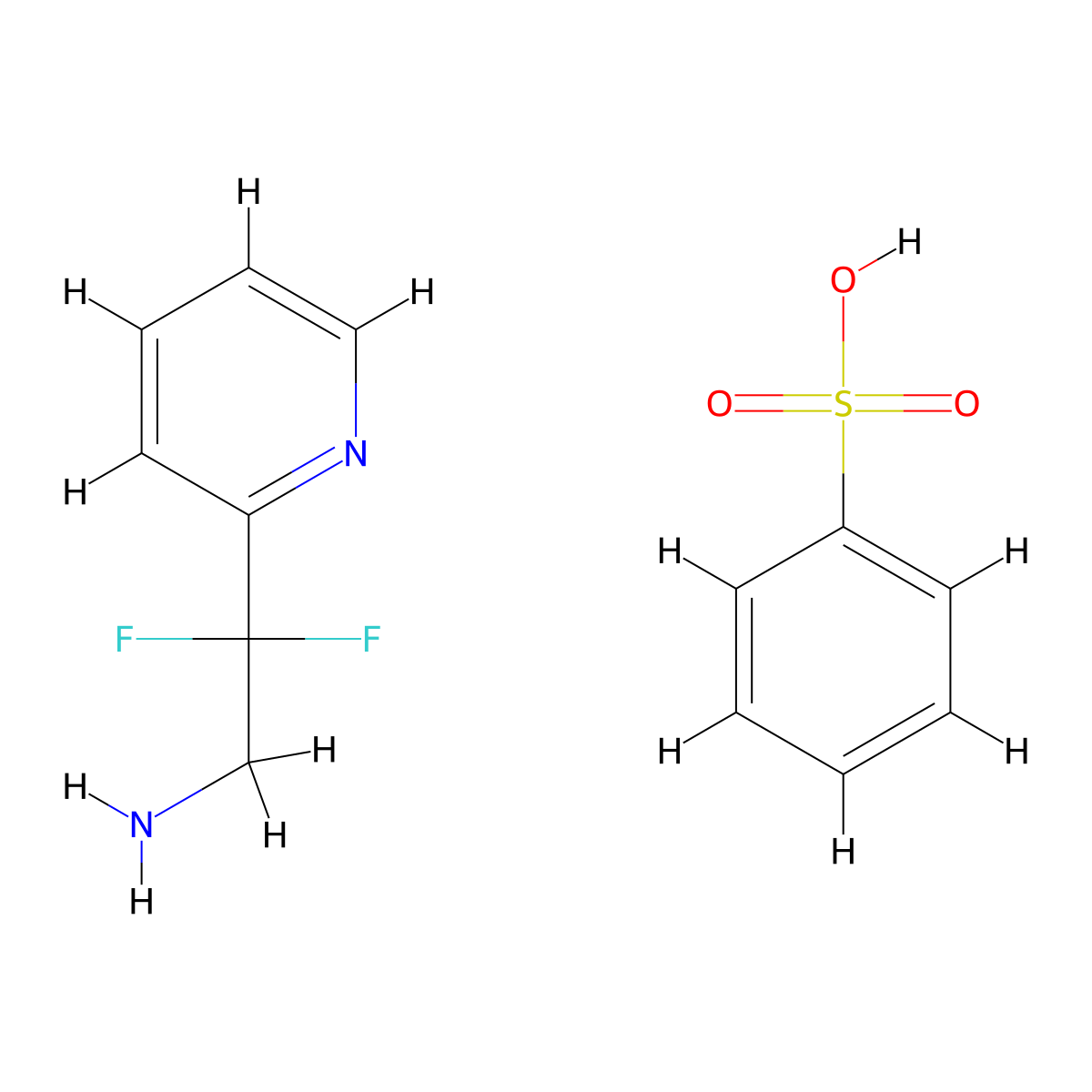 2,2-difluoro-2-pyridin-2-yl-ethylamine benzenesulphonate, (1:1 salt) molecular structure, CAS 435345-04-3