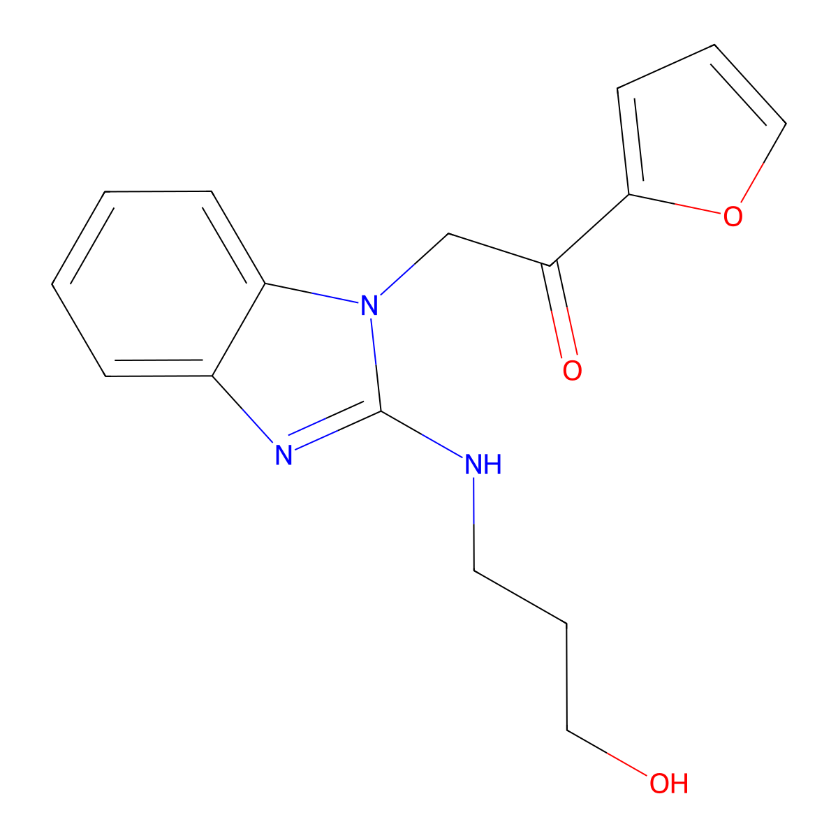1-Furan-2-yl-2-[2-(3-hydroxy-propylamino)-benzoimidazol-1-yl]-ethanone molecular structure, CAS 435345-14-5