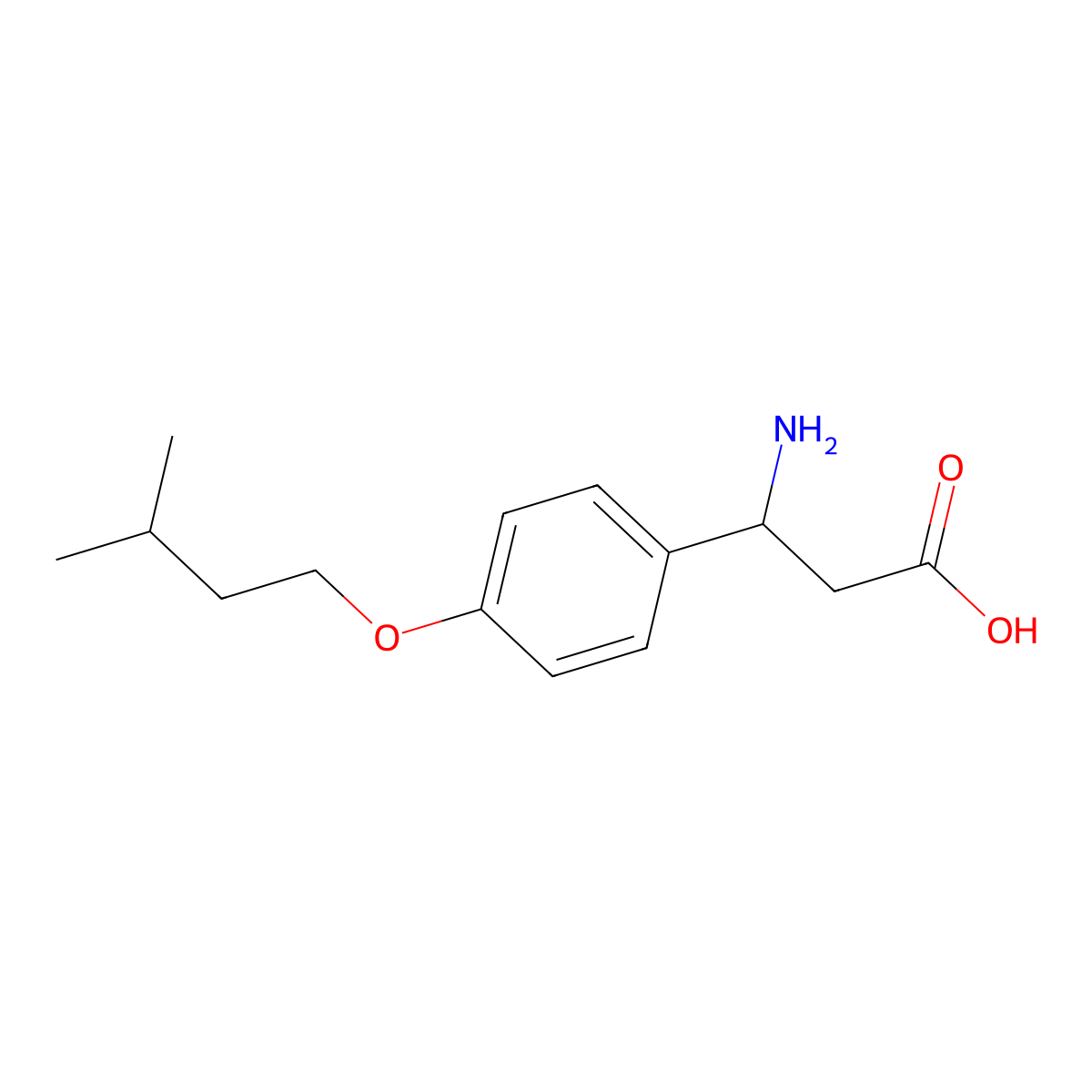 3-Amino-3-[4-(3-methylbutoxy)phenyl]propanoic acid molecular structure, CAS 435345-30-5
