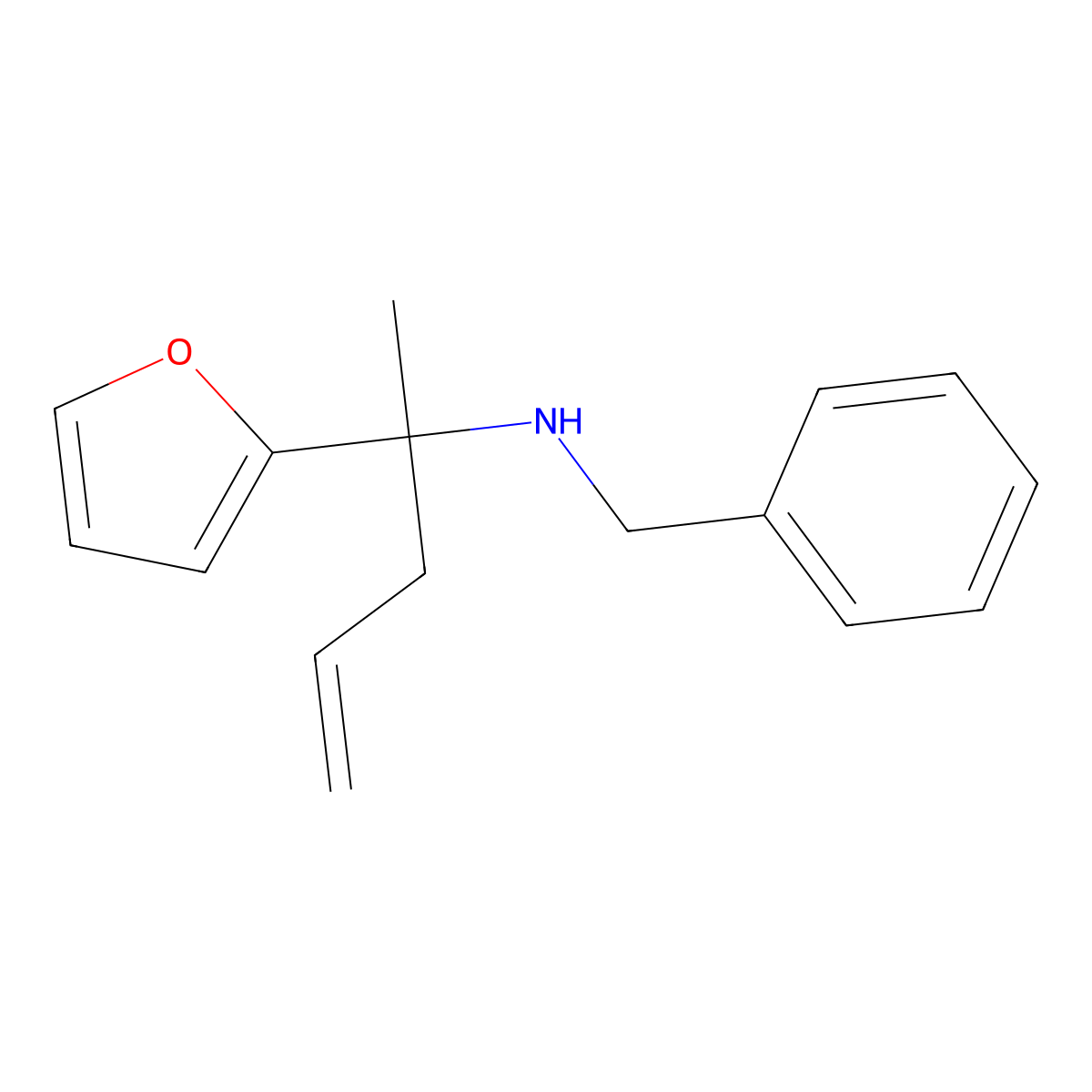 Benzyl-(1-furan-2-yl-1-methyl-but-3-enyl)-amine molecular structure, CAS 435345-35-0