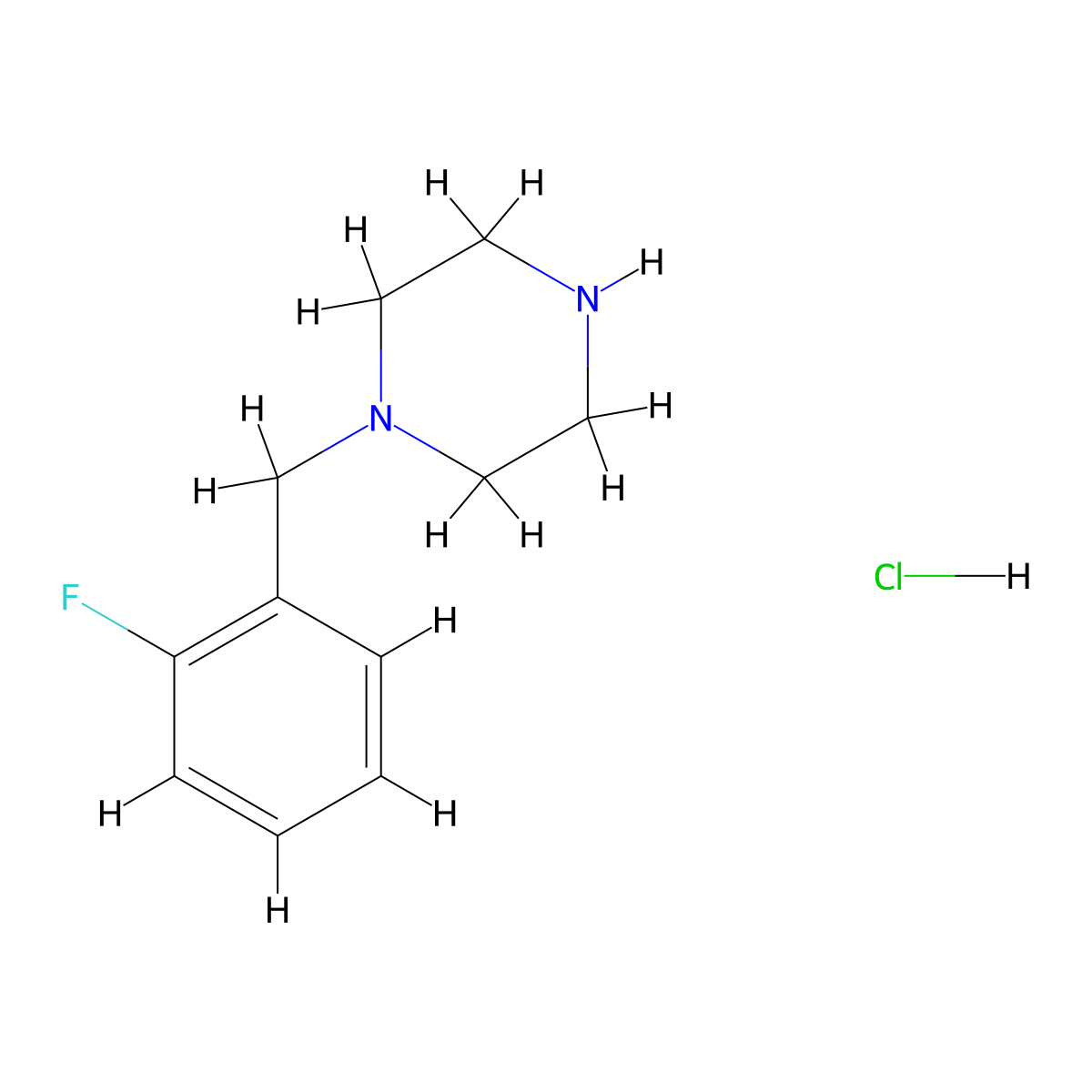 1-(2-Fluoro-benzyl)-piperazine hydrochloride molecular structure, CAS 435345-41-8