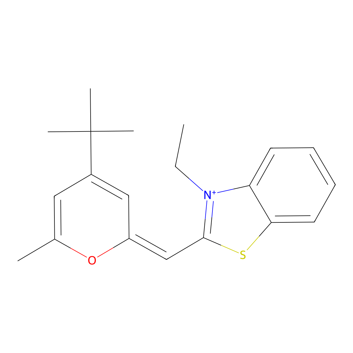 2-[[4-(1,1-Dimethylethyl)-6-methyl-2H-pyran-2-ylidene]methyl]-3-ethylbenzothiazolium molecular structure, CAS 435345-69-0