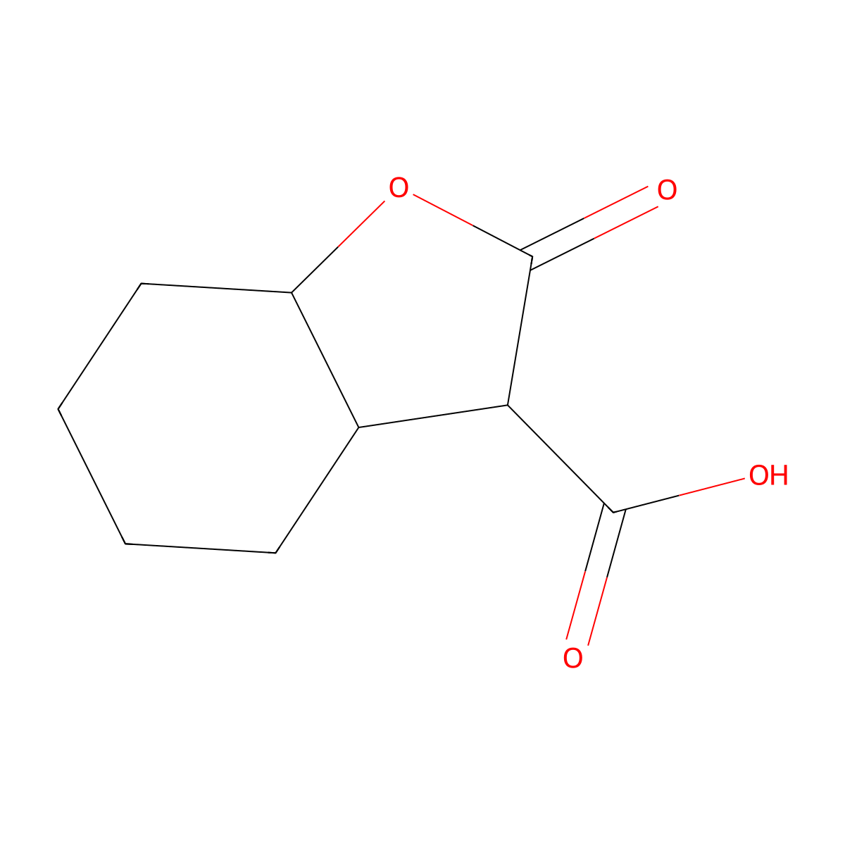 2-Oxooctahydro-1-benzofuran-3-carboxylic acid molecular structure, CAS 4354-68-1