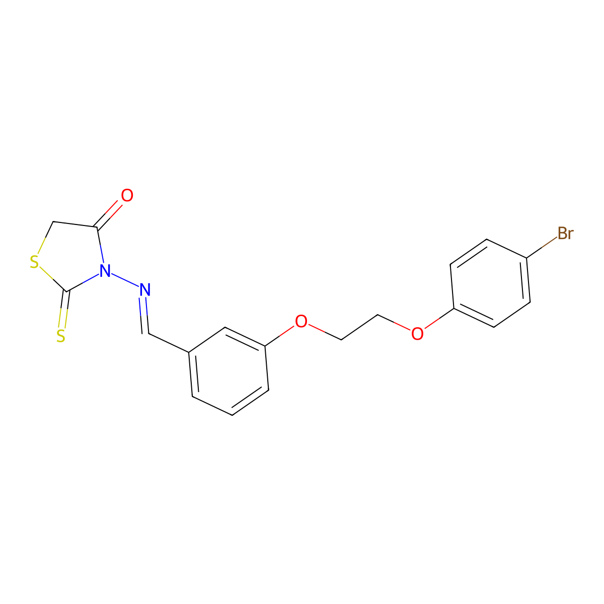 3-[({3-[2-(4-Bromophenoxy)ethoxy]phenyl}methylidene)amino]-2-sulfanylidene-1,3-thiazolidin-4-one molecular structure, CAS 4355-04-8