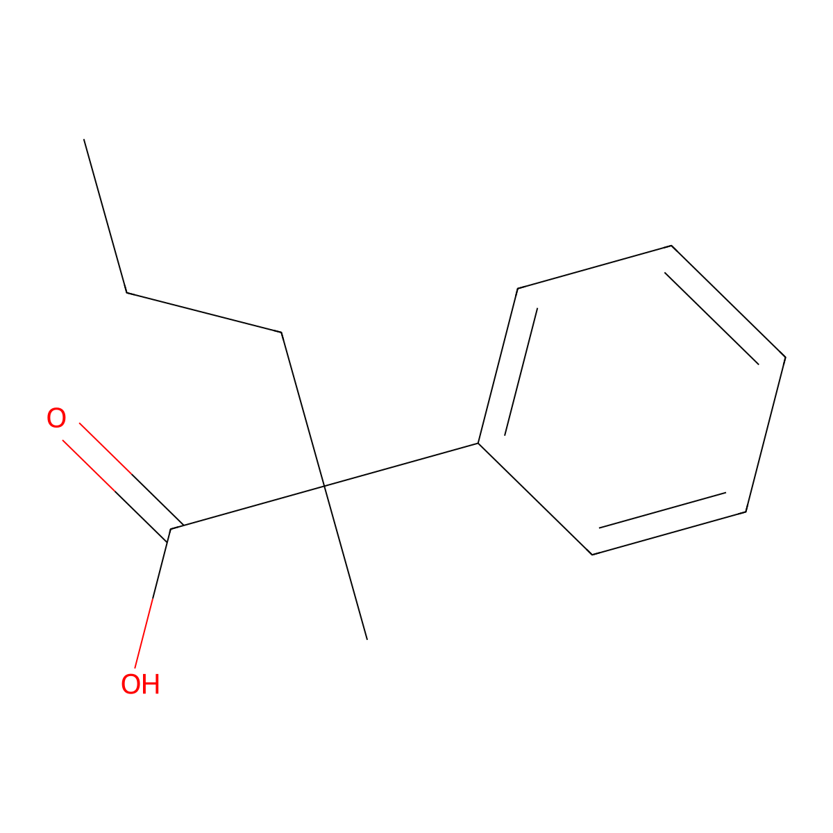 2-Methyl-2-phenylpentanoic acid molecular structure, CAS 4355-44-6
