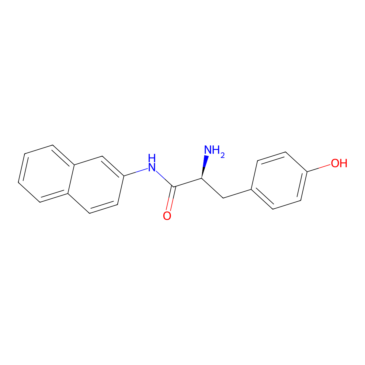 (S)-2-Amino-3-(p-hydroxyphenyl)-N-(2-naphthyl)propionamide molecular structure, CAS 4357-95-3
