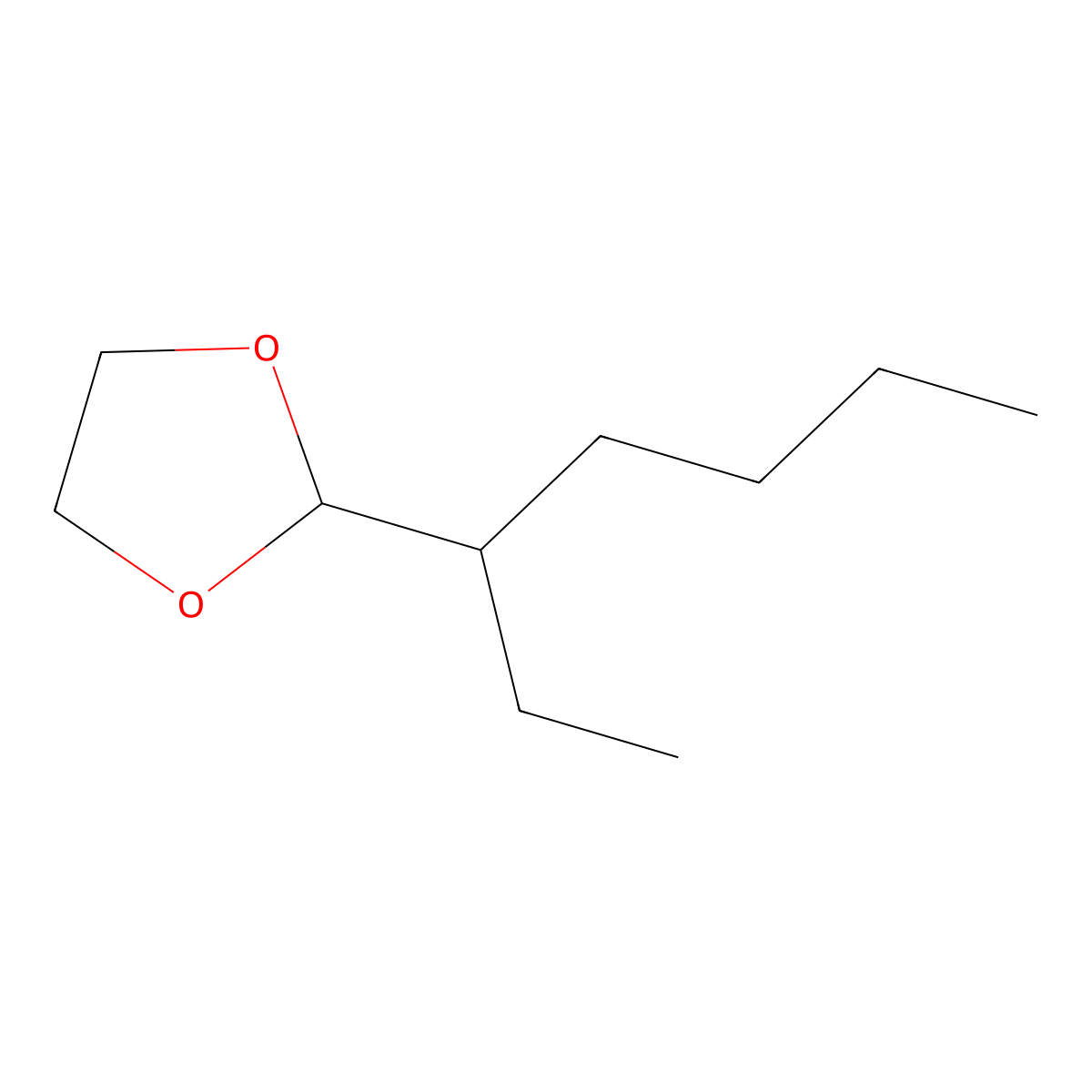 1,3-Dioxolane, 2-(1-ethylpentyl)- molecular structure, CAS 4359-47-1