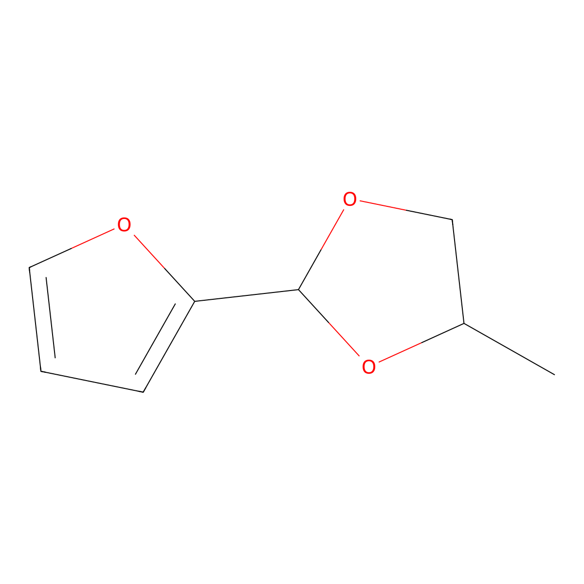 Furfural propyleneglycol acetal molecular structure, CAS 4359-54-0