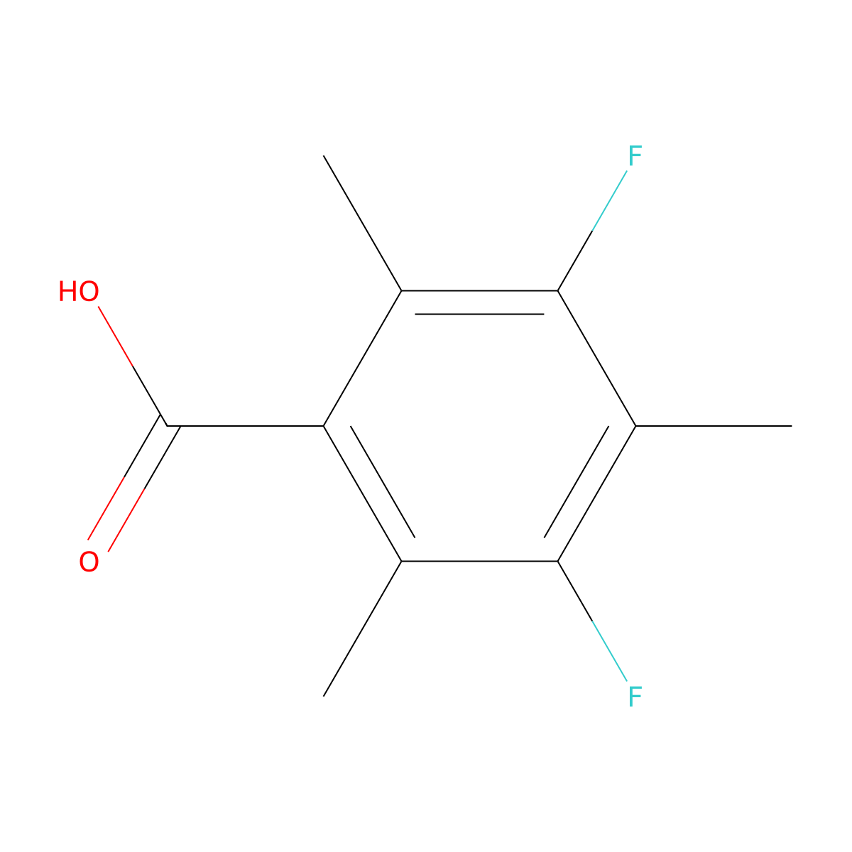 3,5-Difluoro-2,4,6-trimethylbenzoic acid molecular structure, CAS 436-57-7