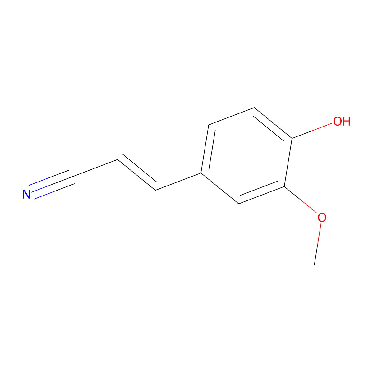 3-(4-Hydroxy-3-methoxyphenyl)prop-2-enenitrile molecular structure, CAS 4360-48-9