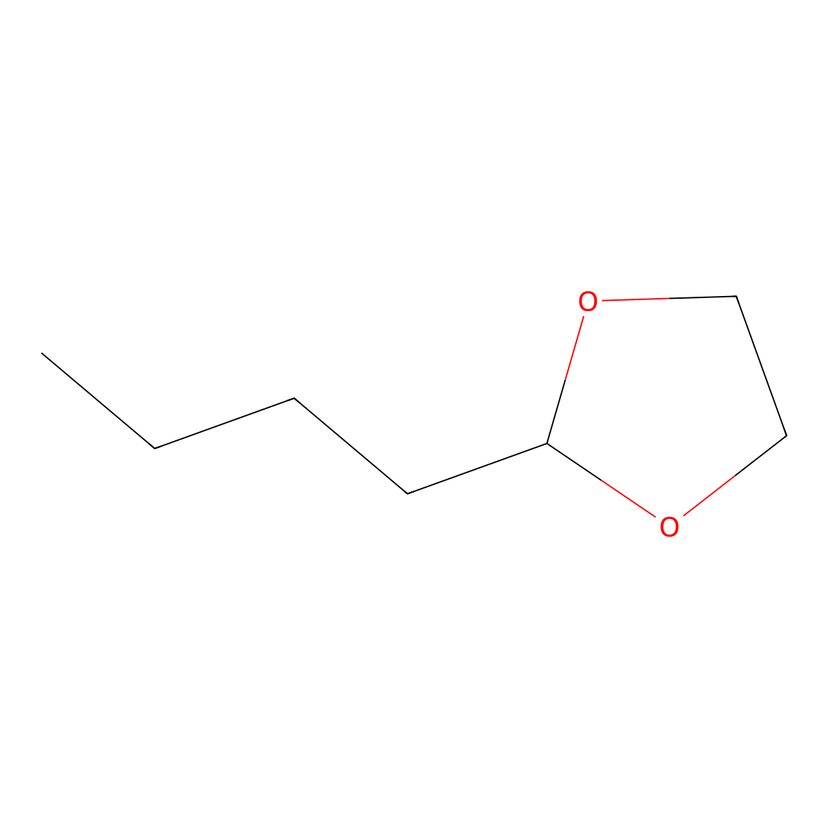 2-Butyl-1,3-dioxolane molecular structure, CAS 4360-76-3