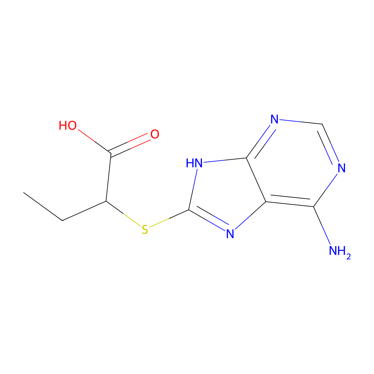 2-(6-Amino-9H-purin-8-ylsulfanyl)-butyric acid molecular structure, CAS 436086-77-0