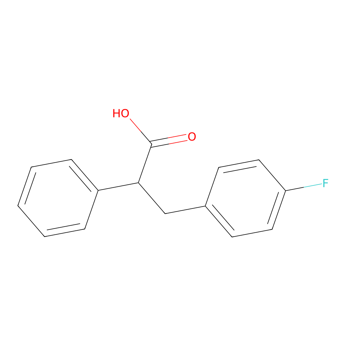 3-(4-Fluorophenyl)-2-phenylpropanoic acid molecular structure, CAS 436086-86-1