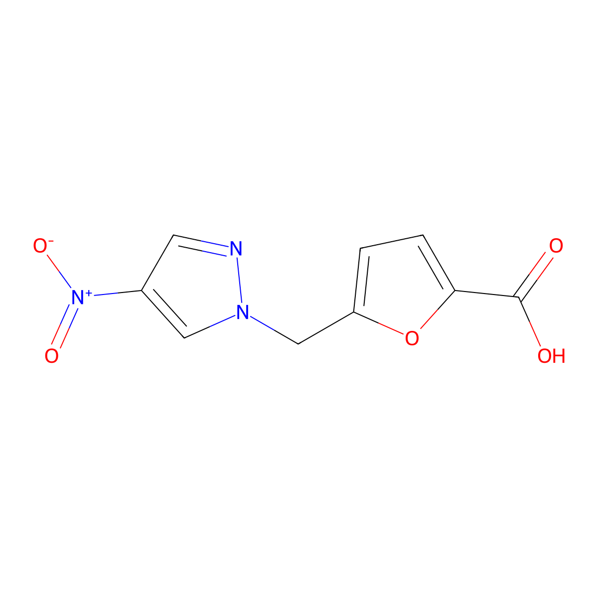 5-[(4-Nitro-1H-pyrazol-1-yl)methyl]-2-furancarboxylic acid molecular structure, CAS 436086-87-2