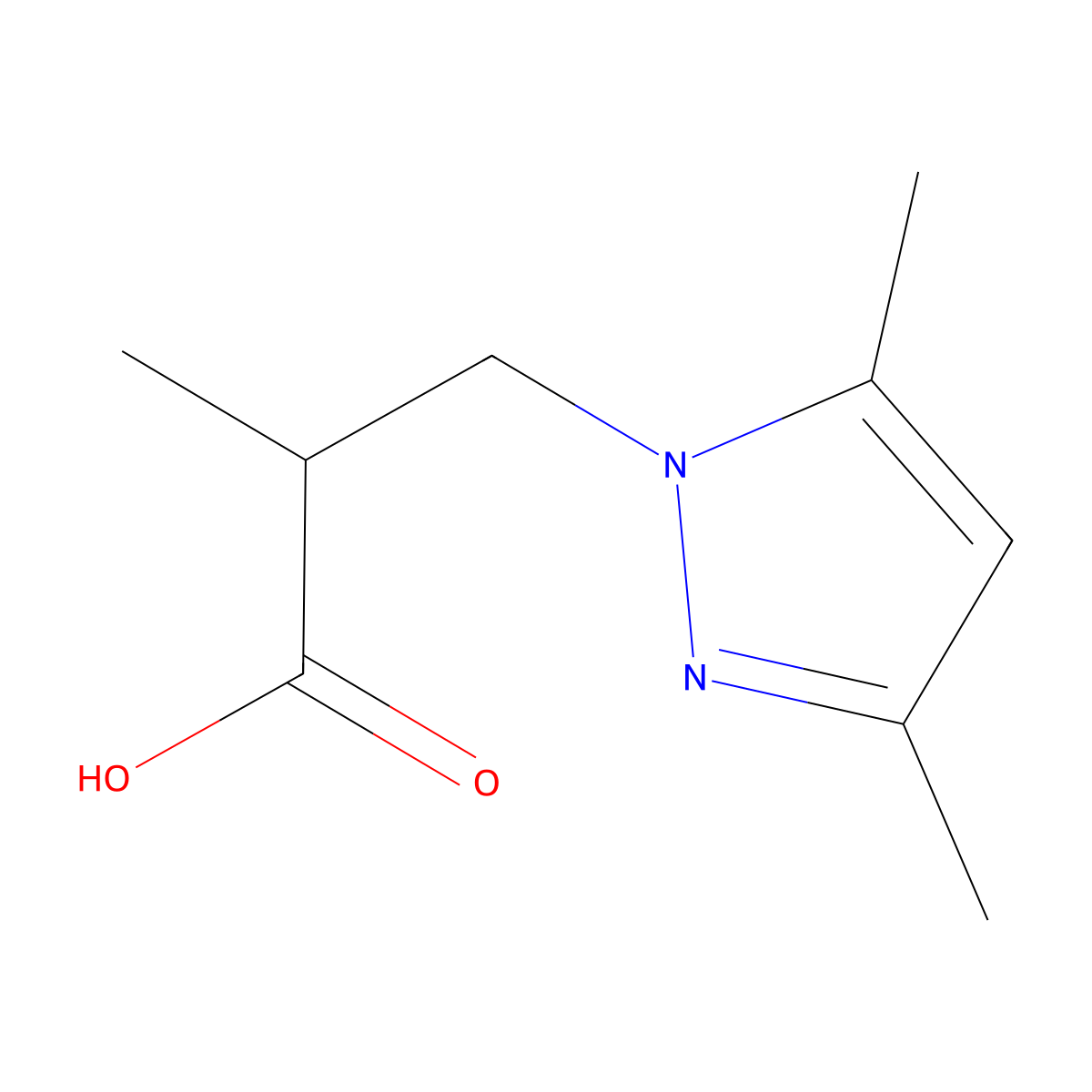 3-(3,5-Dimethyl-1H-pyrazol-1-yl)-2-methylpropanoic acid molecular structure, CAS 436086-92-9