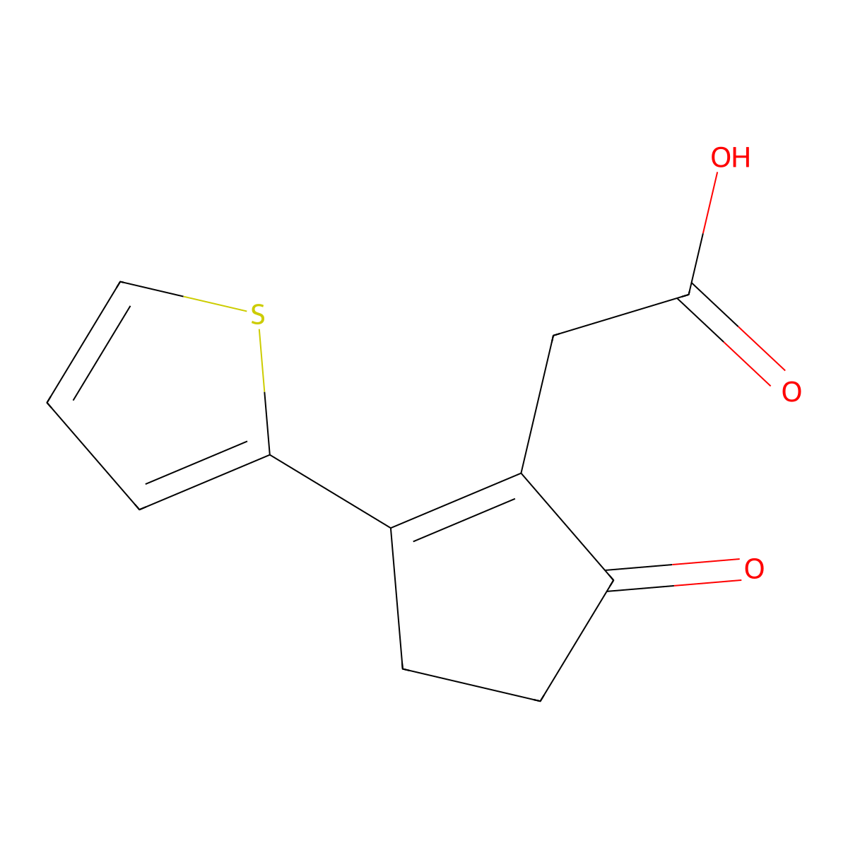 (5-Oxo-2-thiophen-2-yl-cyclopent-1-enyl)-acetic acid molecular structure, CAS 436086-95-2