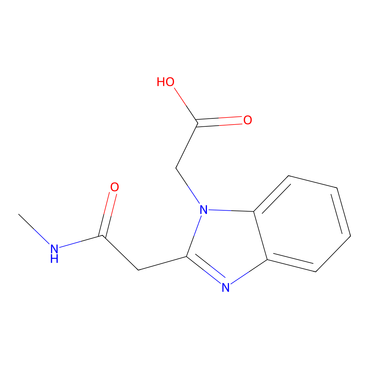 (2-Methylcarbamoylmethyl-benzoimidazol-1-yl)-acetic acid molecular structure, CAS 436087-05-7