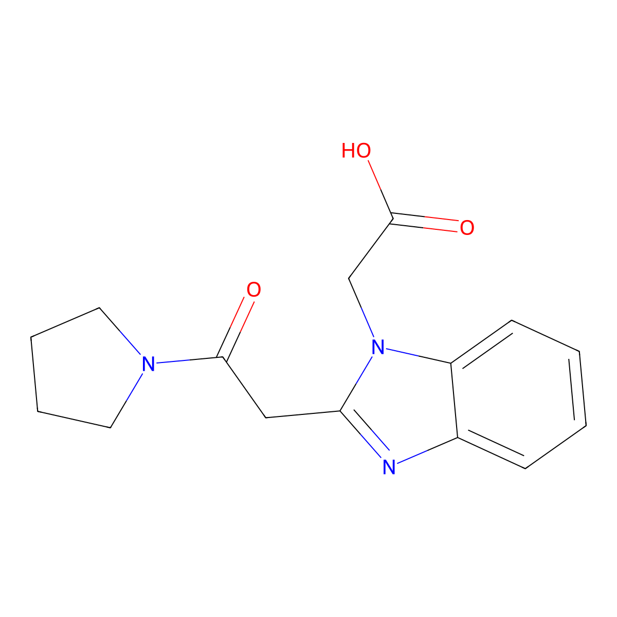 [2-(2-Oxo-2-pyrrolidin-1-yl-ethyl)-benzoimidazol-1-yl]-acetic acid molecular structure, CAS 436087-06-8