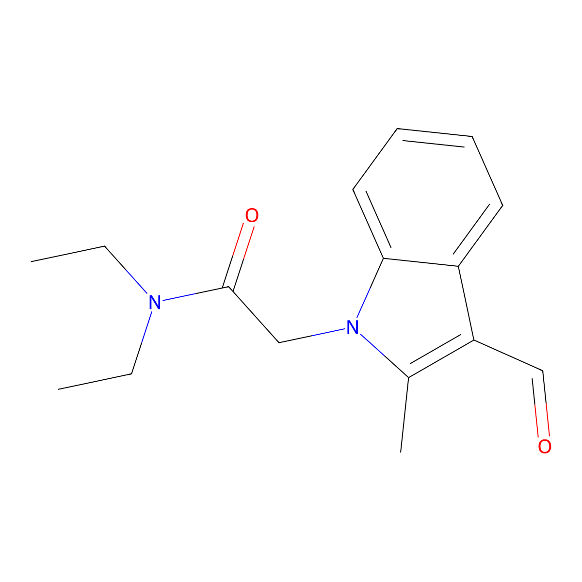 N,N-diethyl-2-(3-formyl-2-methyl-1H-indol-1-yl)acetamide molecular structure, CAS 436087-08-0