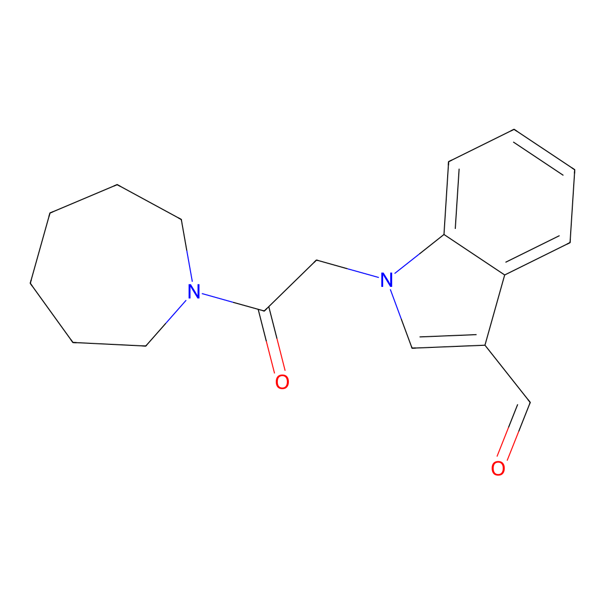 1-[2-(Hexahydro-1H-azepin-1-yl)-2-oxoethyl]-1H-indole-3-carboxaldehyde molecular structure, CAS 436087-09-1