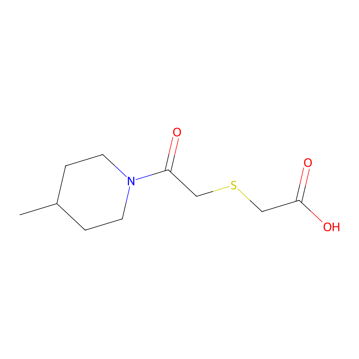 [2-(4-Methyl-piperidin-1-yl)-2-oxo-ethylsulfanyl]-acetic acid molecular structure, CAS 436087-11-5
