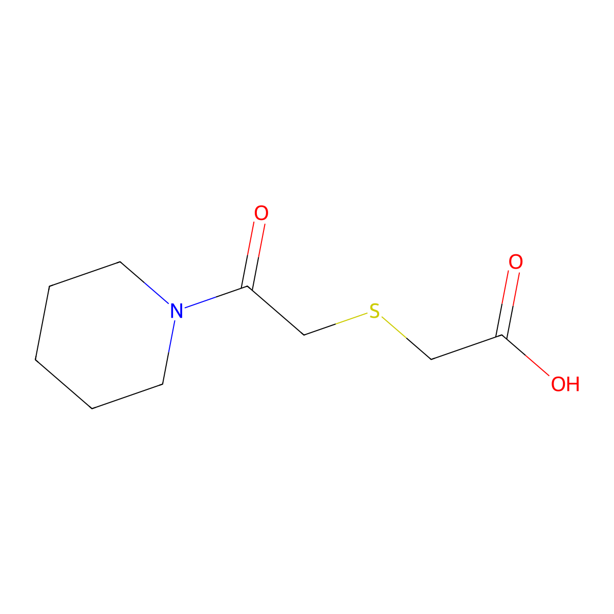 2-[[2-Oxo-2-(1-piperidinyl)ethyl]thio]acetic acid molecular structure, CAS 436087-13-7