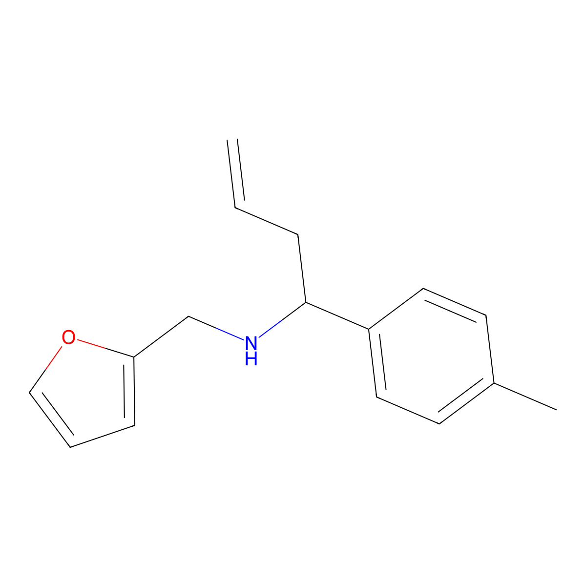 Furan-2-ylmethyl-(1-p-tolyl-but-3-enyl)-amine molecular structure, CAS 436087-16-0
