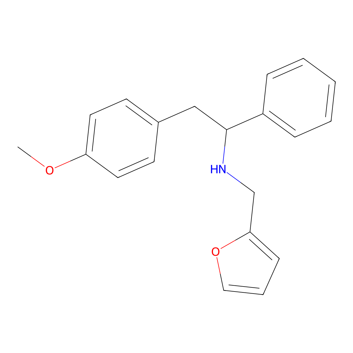 Furan-2-ylmethyl-[2-(4-methoxy-phenyl)-1-phenyl-ethyl]-amine molecular structure, CAS 436087-18-2