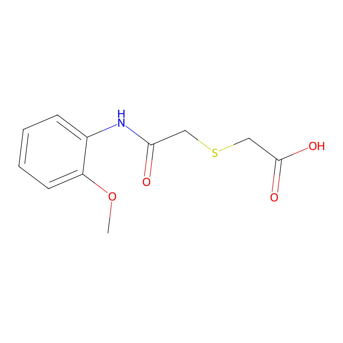 2-({[(2-Methoxyphenyl)carbamoyl]methyl}sulfanyl)acetic acid molecular structure, CAS 436087-36-4