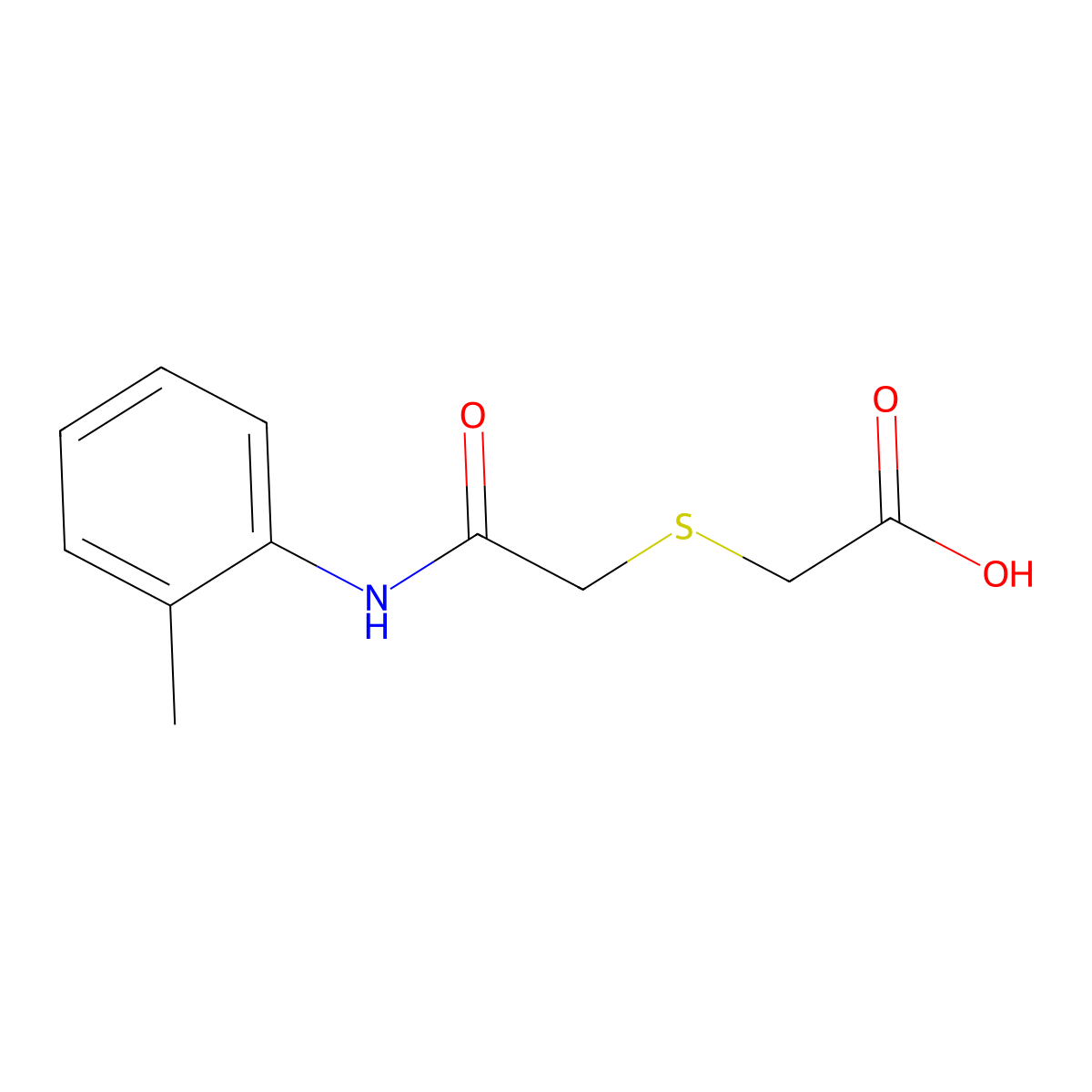 2-({[(2-Methylphenyl)carbamoyl]methyl}sulfanyl)acetic acid molecular structure, CAS 436087-38-6