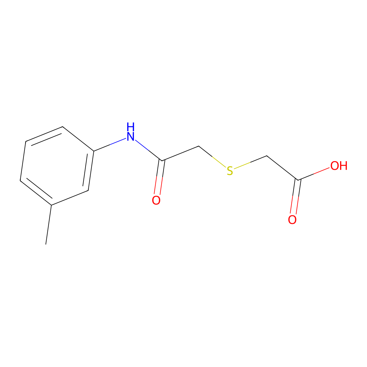2-((((3-Methylphenyl)carbamoyl)methyl)sulfanyl)acetic acid molecular structure, CAS 436087-50-2