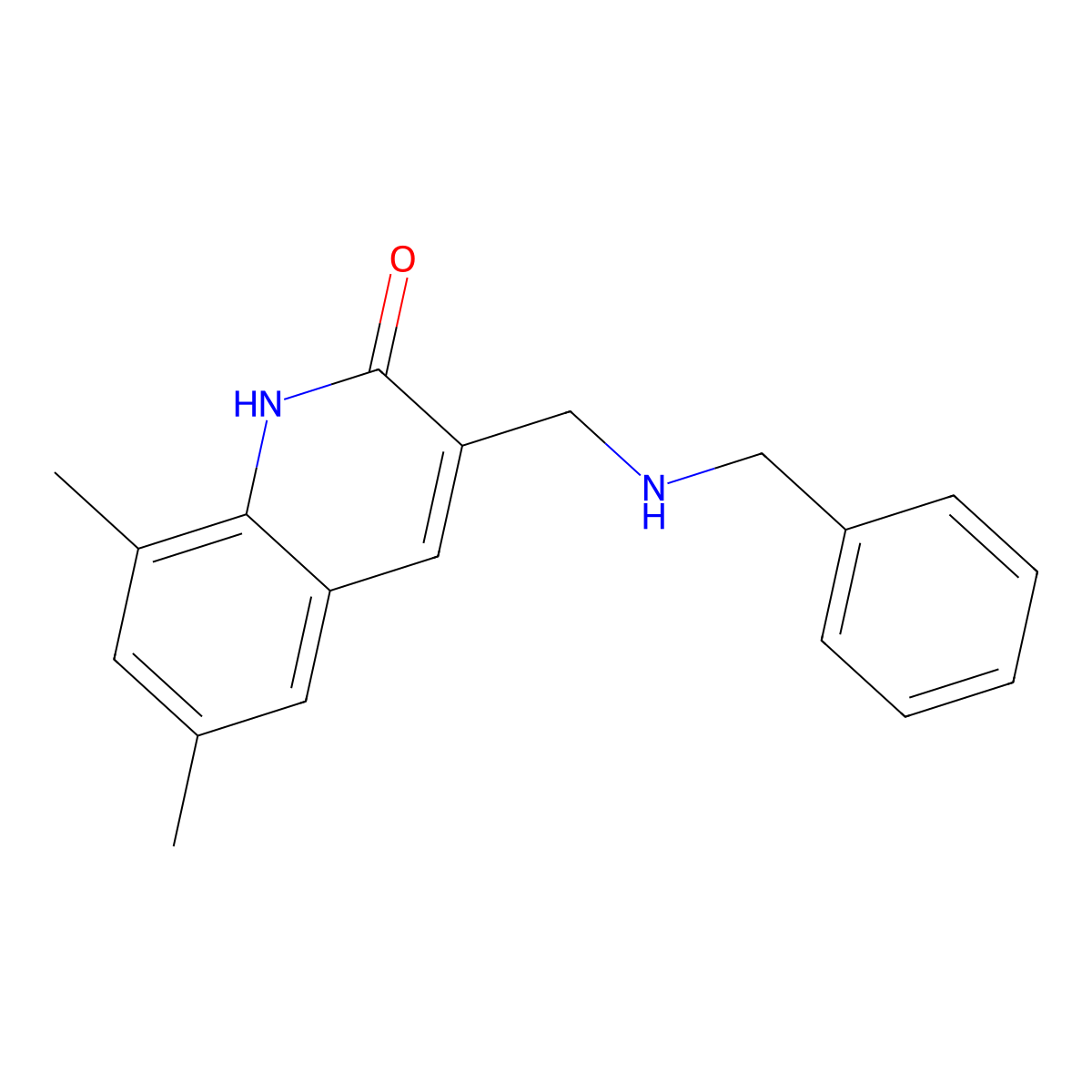 3-(Benzylamino-methyl)-6,8-dimethyl-1H-quinolin-2-one molecular structure, CAS 436087-64-8