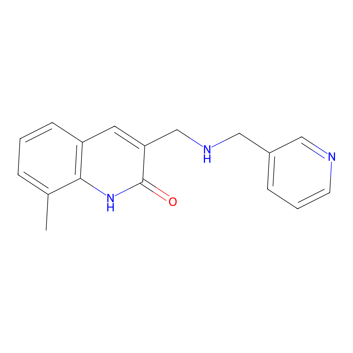 8-Methyl-3-{[(pyridin-3-ylmethyl)-amino]-methyl}-1H-quinolin-2-one molecular structure, CAS 436087-66-0