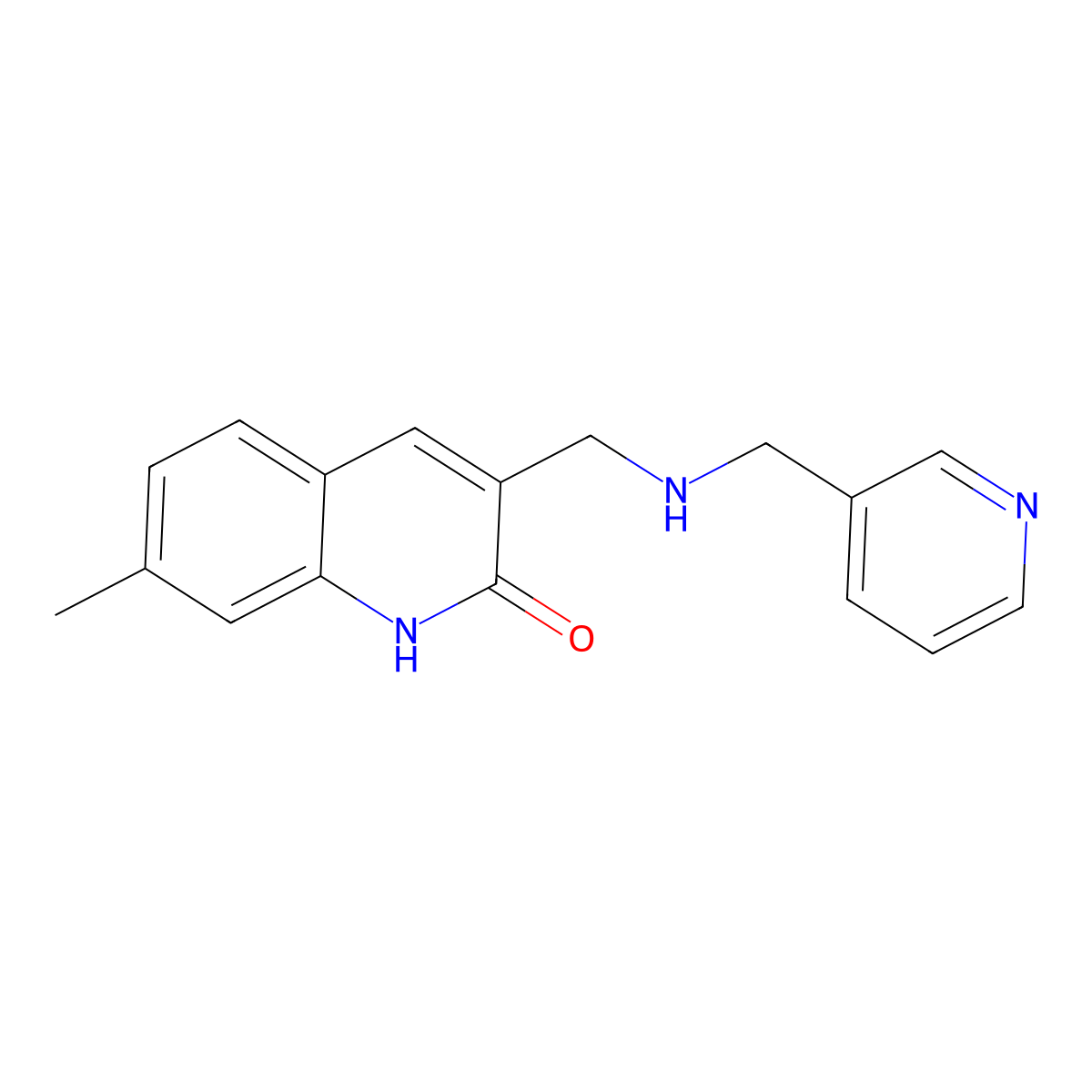 7-Methyl-3-{[(pyridin-3-ylmethyl)-amino]-methyl}-1H-quinolin-2-one molecular structure, CAS 436087-67-1
