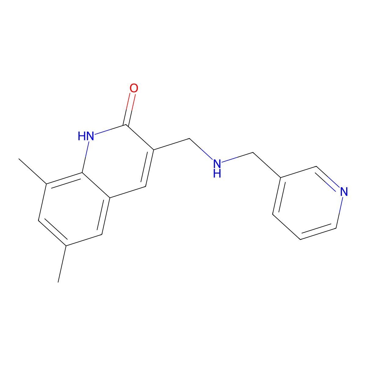 6,8-Dimethyl-3-{[(pyridin-3-ylmethyl)-amino]-methyl}-1H-quinolin-2-one molecular structure, CAS 436087-70-6