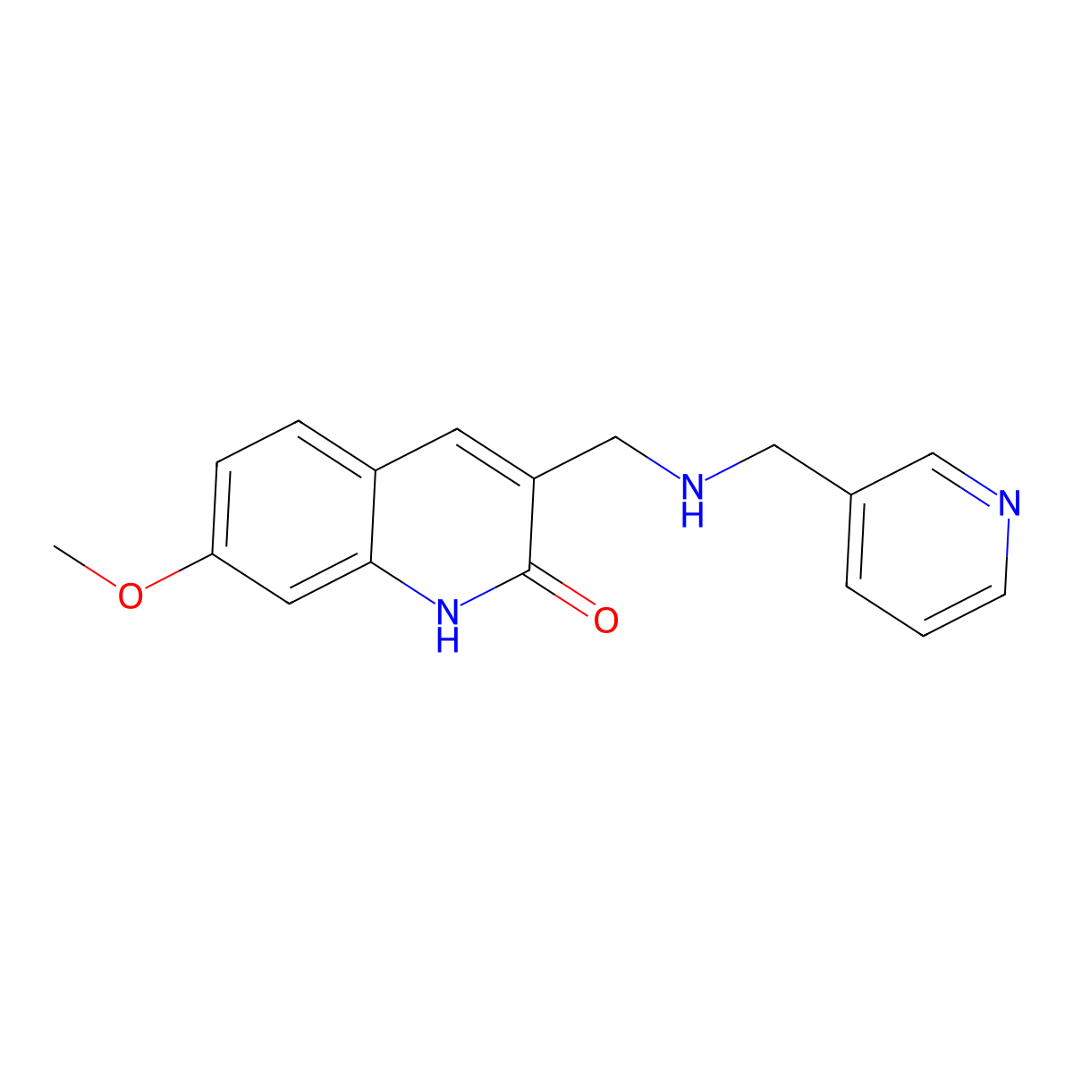 7-Methoxy-3-{[(pyridin-3-ylmethyl)-amino]-methyl}-1H-quinolin-2-one molecular structure, CAS 436087-73-9