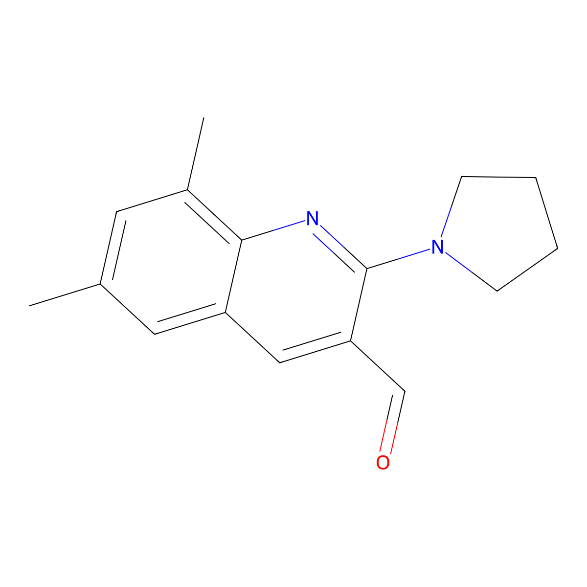 6,8-Dimethyl-2-pyrrolidin-1-yl-quinoline-3-carbaldehyde molecular structure, CAS 436088-26-5