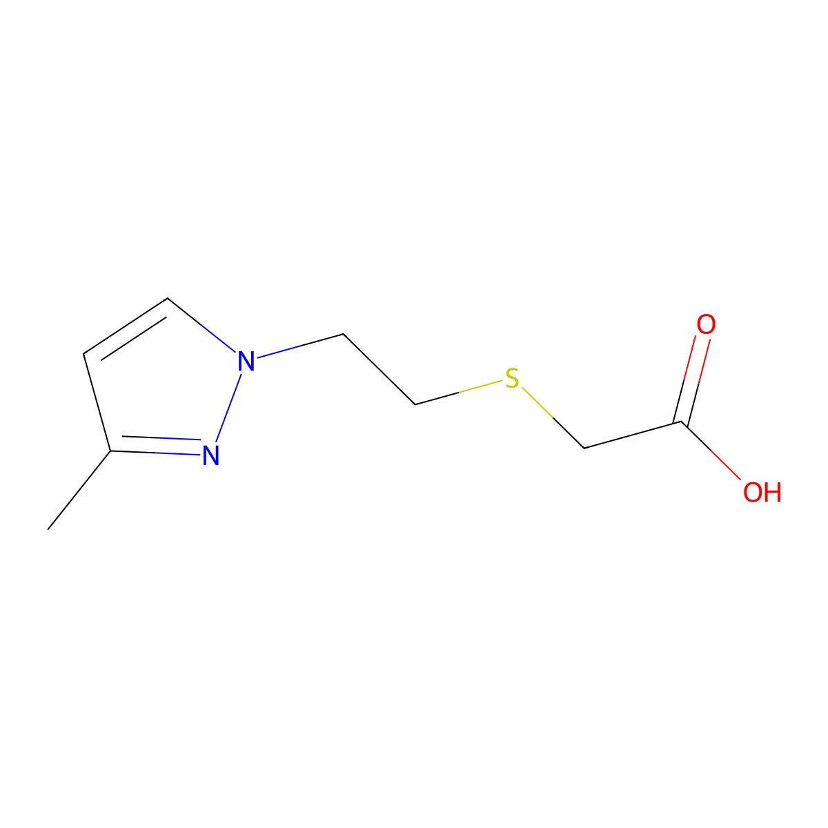[2-(3-Methyl-pyrazol-1-yl)-ethylsulfanyl]-acetic acid molecular structure, CAS 436088-31-2