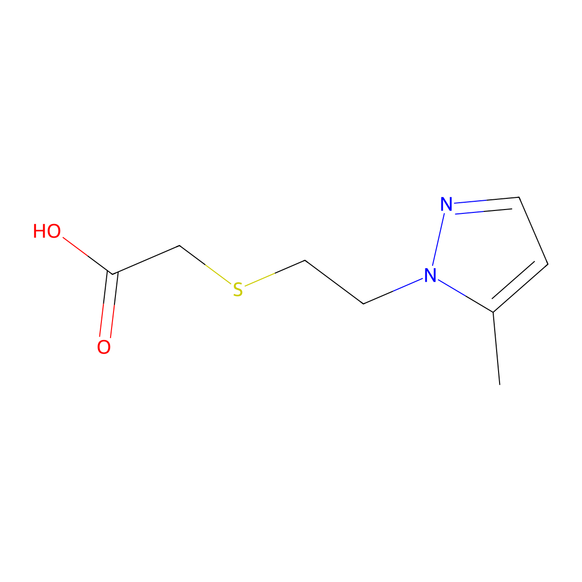 [2-(5-Methyl-pyrazol-1-yl)-ethylsulfanyl]-acetic acid molecular structure, CAS 436088-32-3