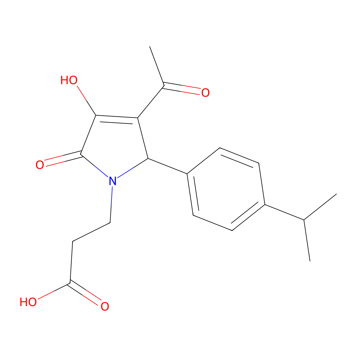 3-[3-Acetyl-4-hydroxy-2-(4-isopropyl-phenyl)-5-oxo-2,5-dihydro-pyrrol-1-yl]-propionic acid molecular structure, CAS 436088-35-6