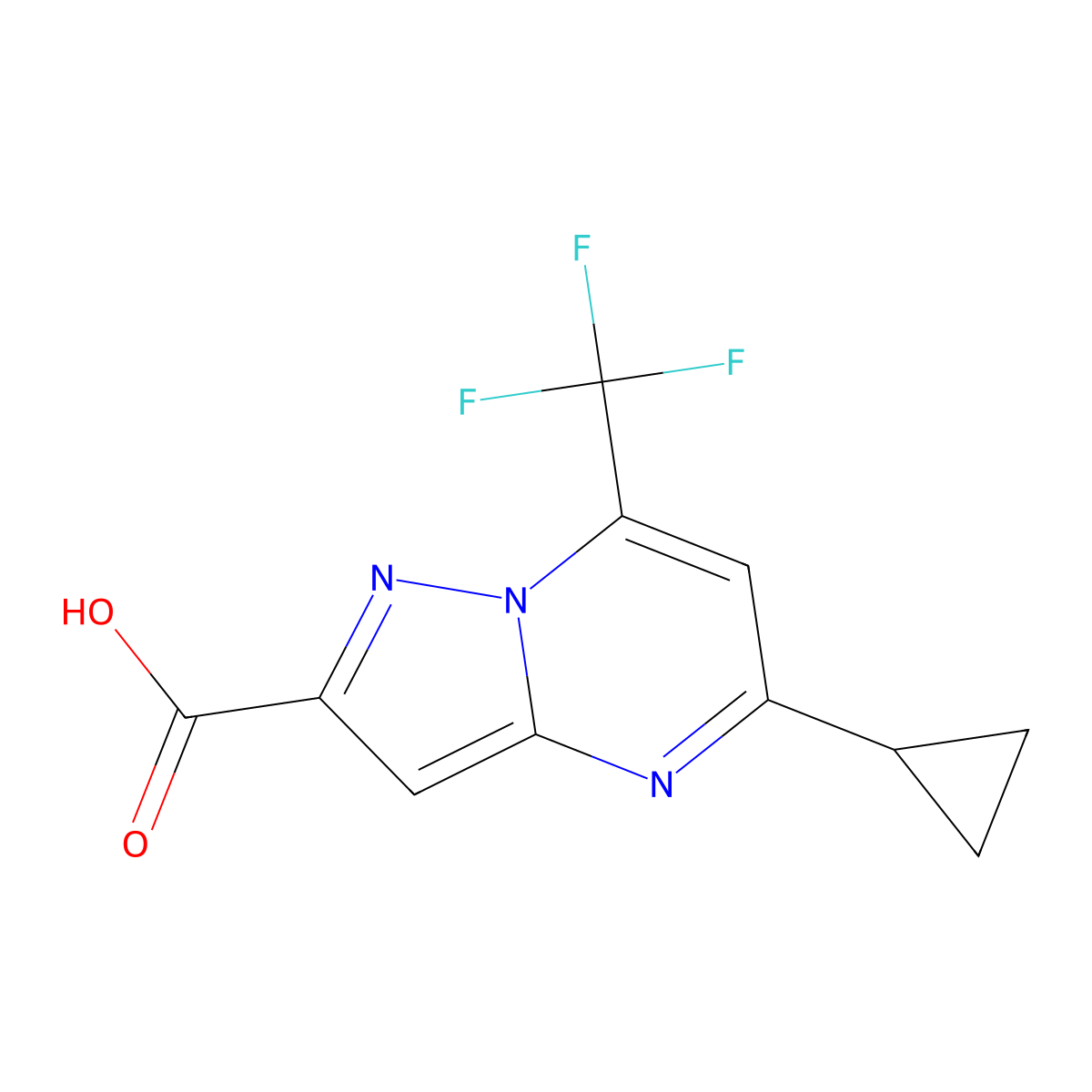 5-Cyclopropyl-7-(trifluoromethyl)pyrazolo[1,5-a]pyrimidine-2-carboxylic acid molecular structure, CAS 436088-48-1