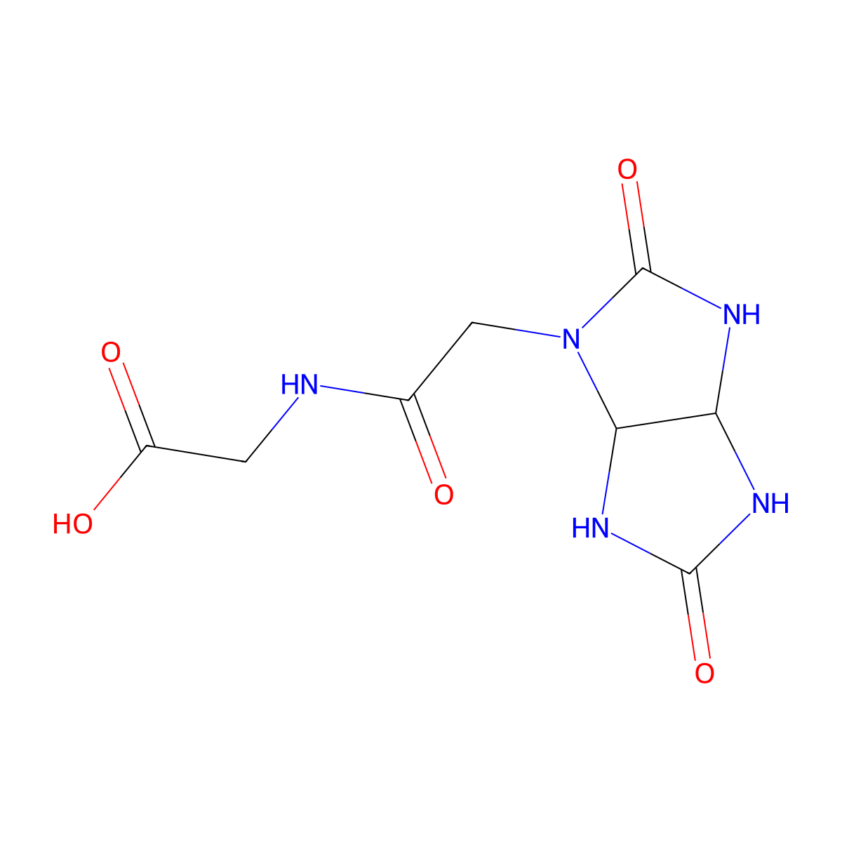 [2-(2,5-Dioxo-hexahydro-imidazo[4,5-d]imidazol-1-yl)-acetylamino]-acetic acid molecular structure, CAS 436088-51-6