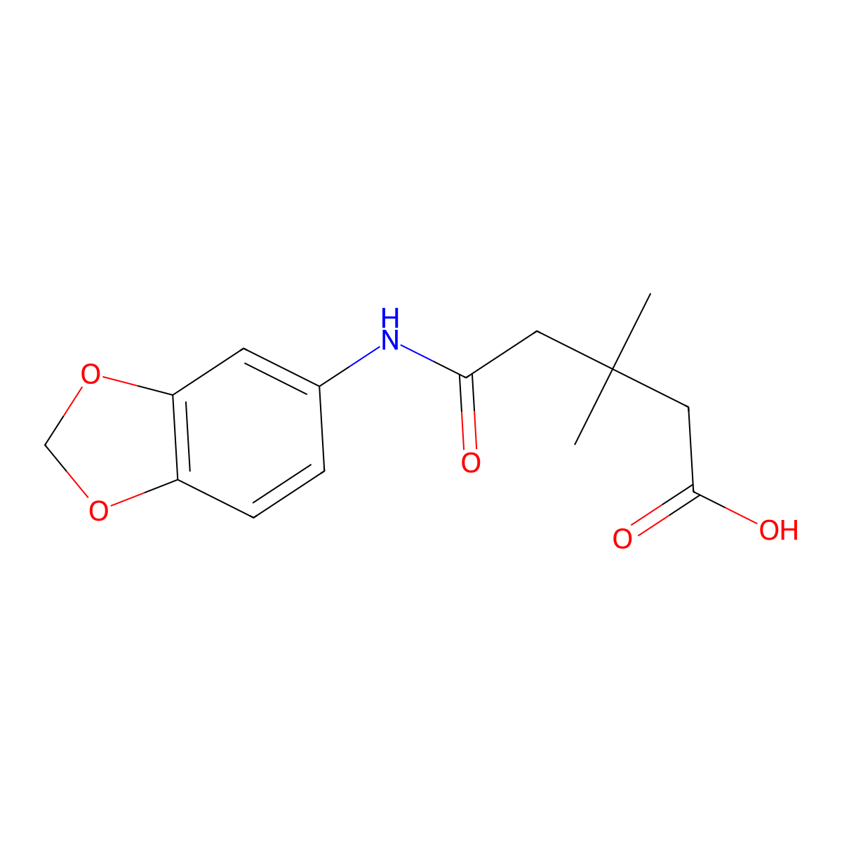 4-(Benzo[1,3]dioxol-5-ylcarbamoyl)-3,3-dimethyl-butyric acid molecular structure, CAS 436088-57-2
