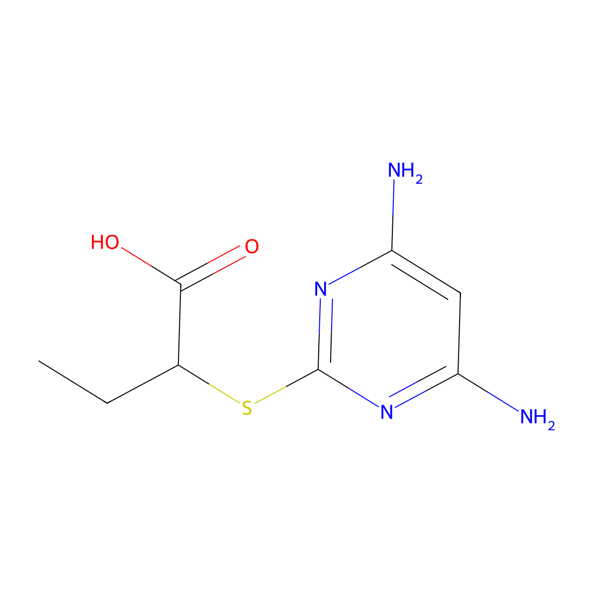 2-(4,6-Diamino-pyrimidin-2-ylsulfanyl)-butyric acid molecular structure, CAS 436088-61-8