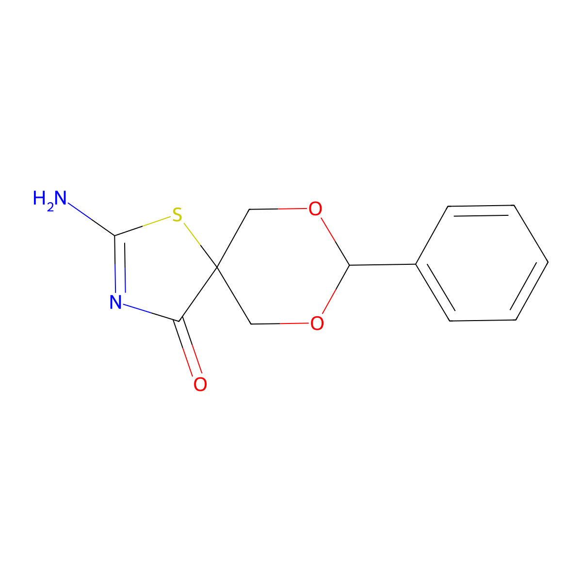 2-Amino-8-phenyl-7,9-dioxa-1-thia-3-aza-spiro[4.5]dec-2-en-4-one molecular structure, CAS 436088-64-1